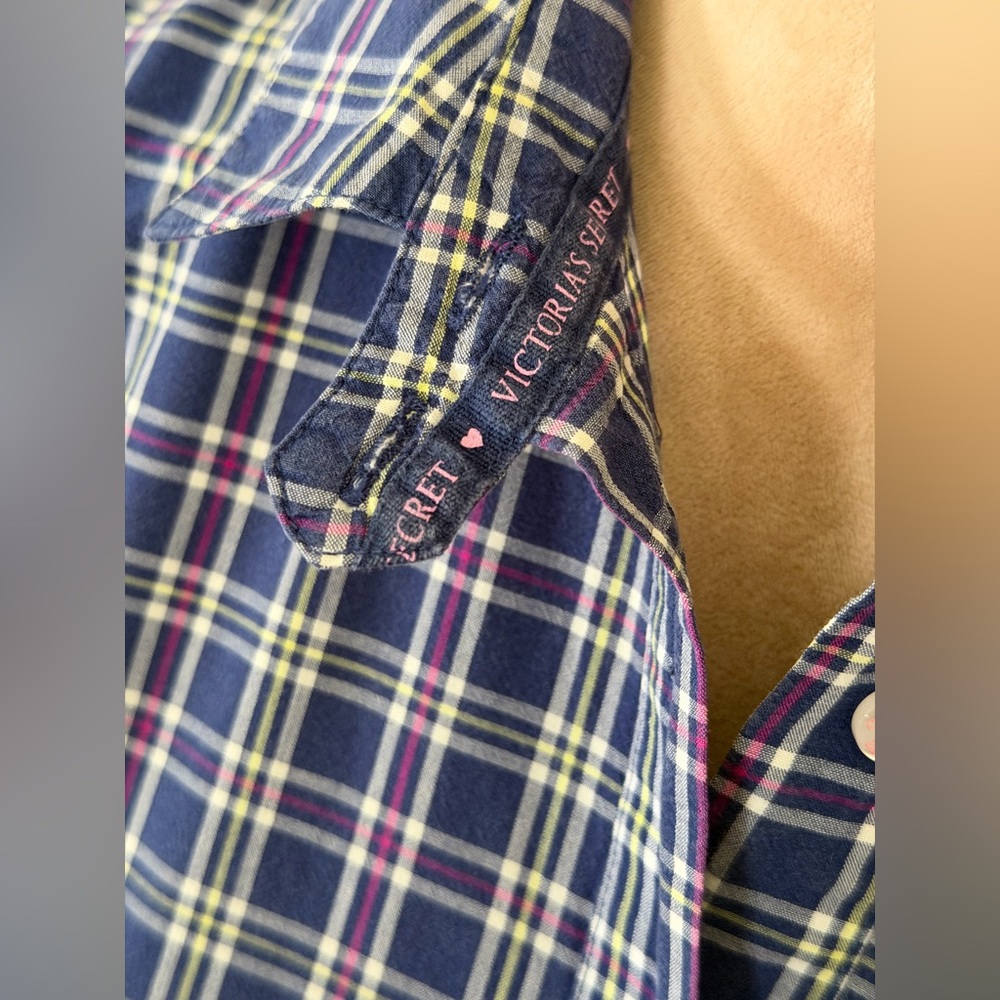 Victoria Secret Navy Plaid Button-Up  Tunic - Picture 9 of 11